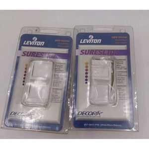 2 Leviton Decora Sureslide Dimmer 600W White 607-6631-PW Preset Switch Lot NIB